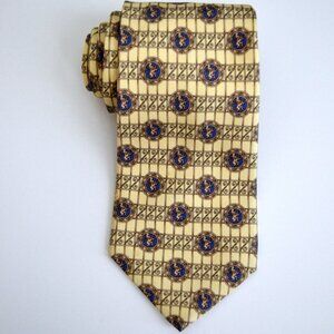 Metropolitan Museum of Art Necktie Yellow Lion Crest Geometric Vintage Business